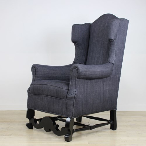 Early 20Th Century High Backed Wing Armchair