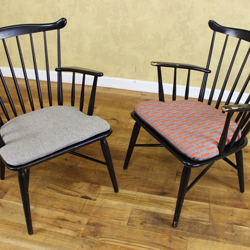 Danish Ebonised Spindle Chairs By Farstrup
