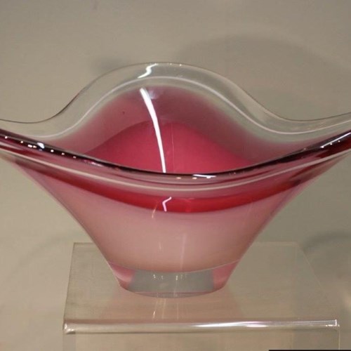 Flygsfors Coquille Glass Bowl By Paul Kedelv Dated 1960