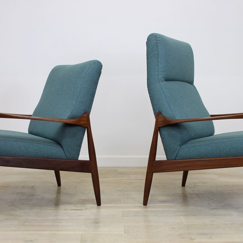 Pair Of Ib Kofod Larsen Teak Armchairs By G Plan From Danish Range Newly Upholst
