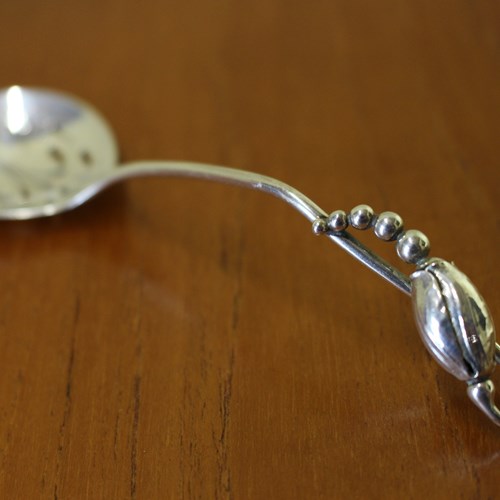 1940’S Georg Jensen Silver Blossom Pattern Sifting Spoon