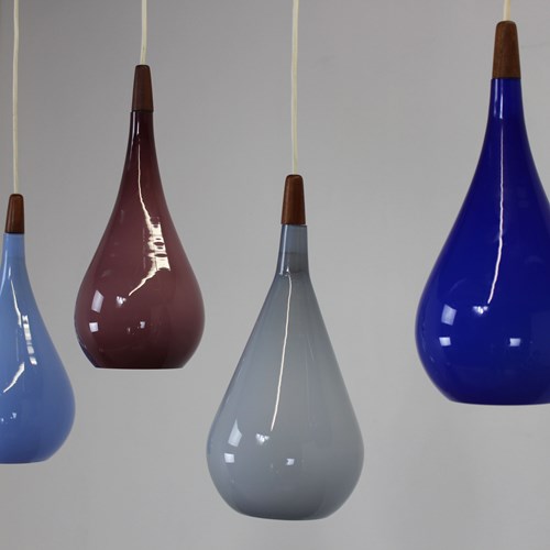 1960’S Holmegaard Glass Teardrop Pendant Lamps