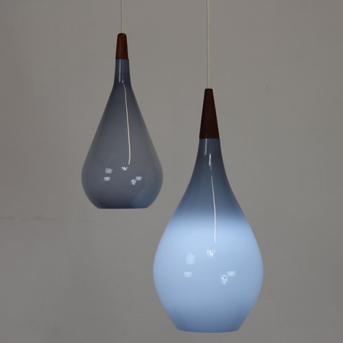 1960’S Large Holmegaard Cased Glass Teardrop Pendant Lamp