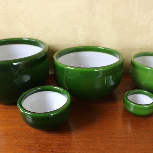 Scarce Set Of 5 Holmegaard Palet Series Glass Nesting Bowls By Michael Bang