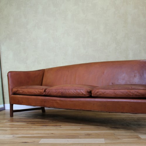 Classic Ole Wanscher Danish Leather Sofa 1940’S/50’S In Vintage Condition