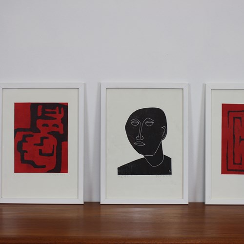 Set Of 3 1960’S Signed Linocuts By Jurgen Dost
