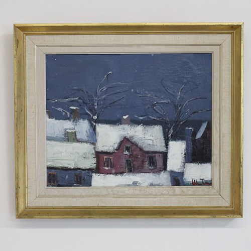 Oil Painting By Kai Christensen ( 1918 – ? ) Winter Scene