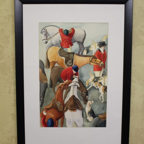 Katherine Fleming Watercolour Of Hunting Scene