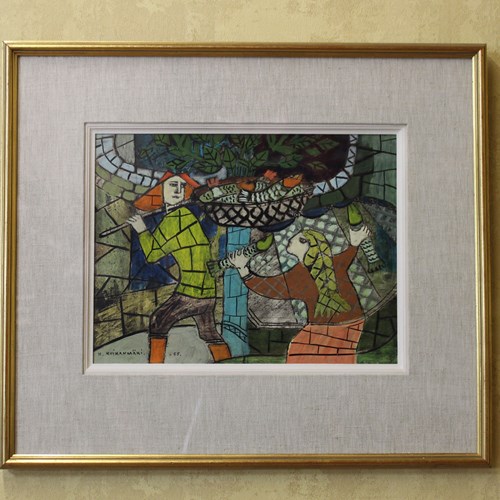 Kerttu Kuikanmaki Pastel Drawing Dated 1955 £575 Slide Images To View More.