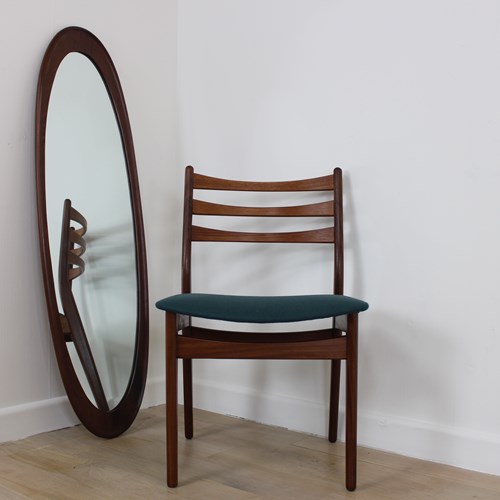 1960’S Large Danish Dark Teak Oval Mirror