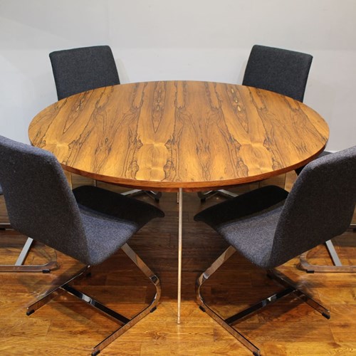 Merrow Associates Rosewood Table And 6 Chrome Chairs By Richard Young C1970