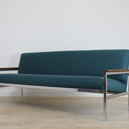 1970’S Teak And Chrome Sofa Possibly American