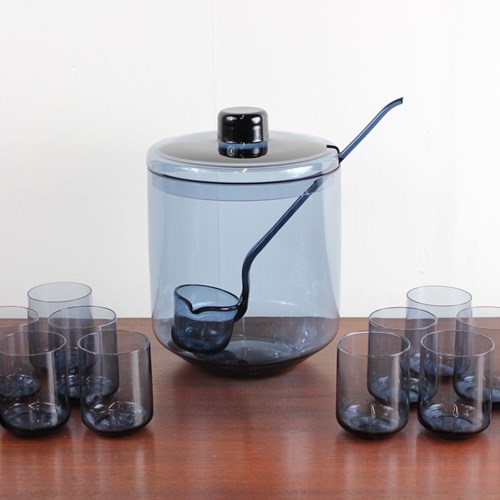 Complete 1960’S Blue Glass Punch Set