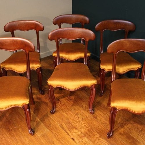 Stylish Set Of 6 Mahogany  Victorian Dining Chairs