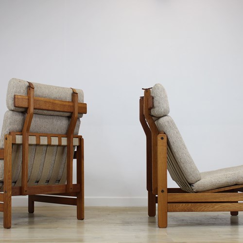 Pair Of Oak Hunting Chairs By Aksel Dahl For KP Mobler