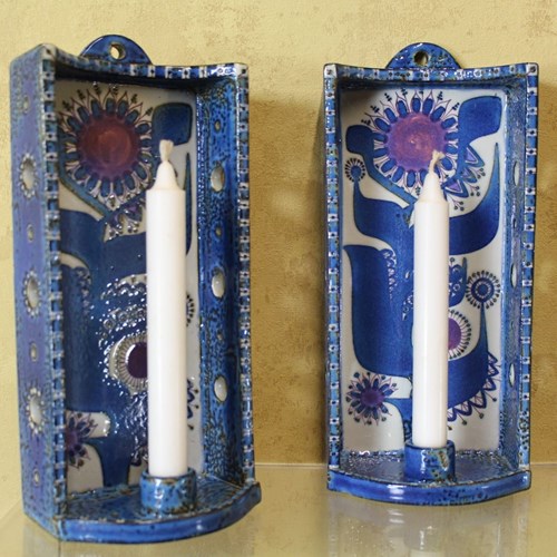 Pair Of Late 1960’S Royal Copenhagen Lustre Candle Holders By Berte Jessen
