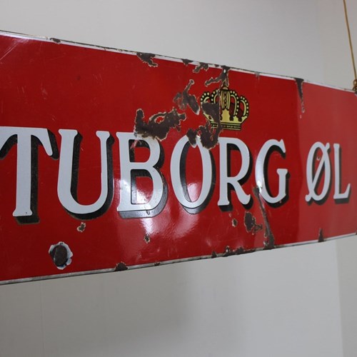 Vintage Danish Tuborg Enamel Sign