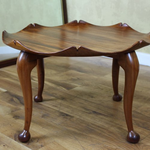 Stylish Early 1950’S Solid Mahogany Coffee Table Of Lotus Leaf Shape