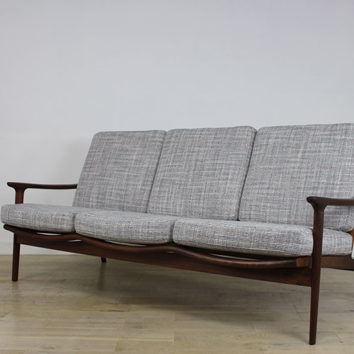 Guy Rogers New Yorker Afrormosia Teak Sofa Newly Upholstered