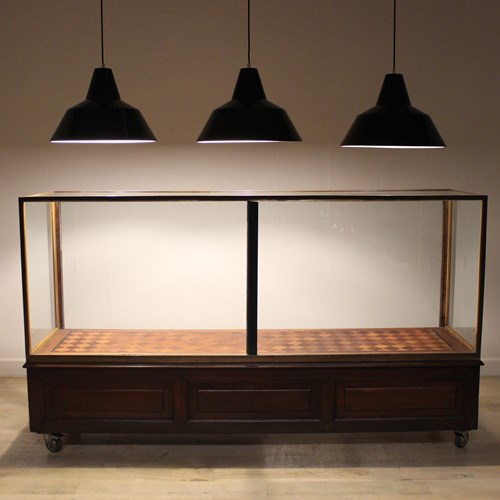 Set Of 3 Large Mid-Century Enamelled Metal Industrial Lamps
