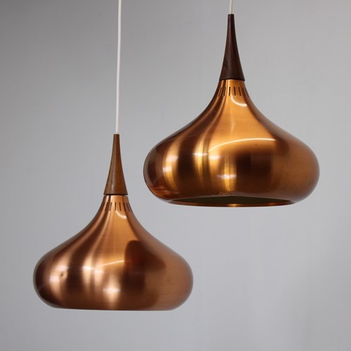 2 1960’S Fog And Morup Copper Orient Pendant Lamps