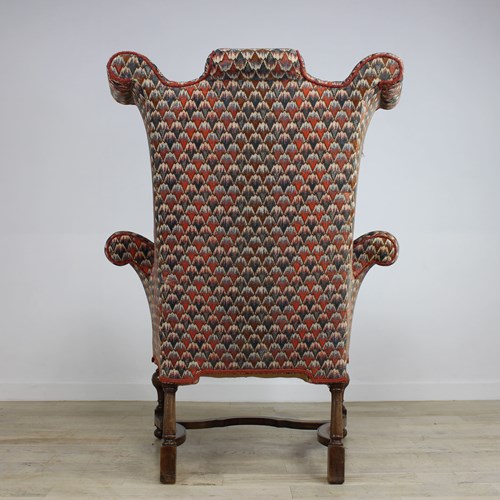 Impressive Large William And Mary Style Wing Armchair