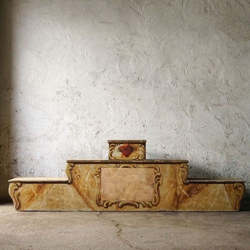  Antique French Faux-Marble Catholic Church Altar, Early 20Th Century