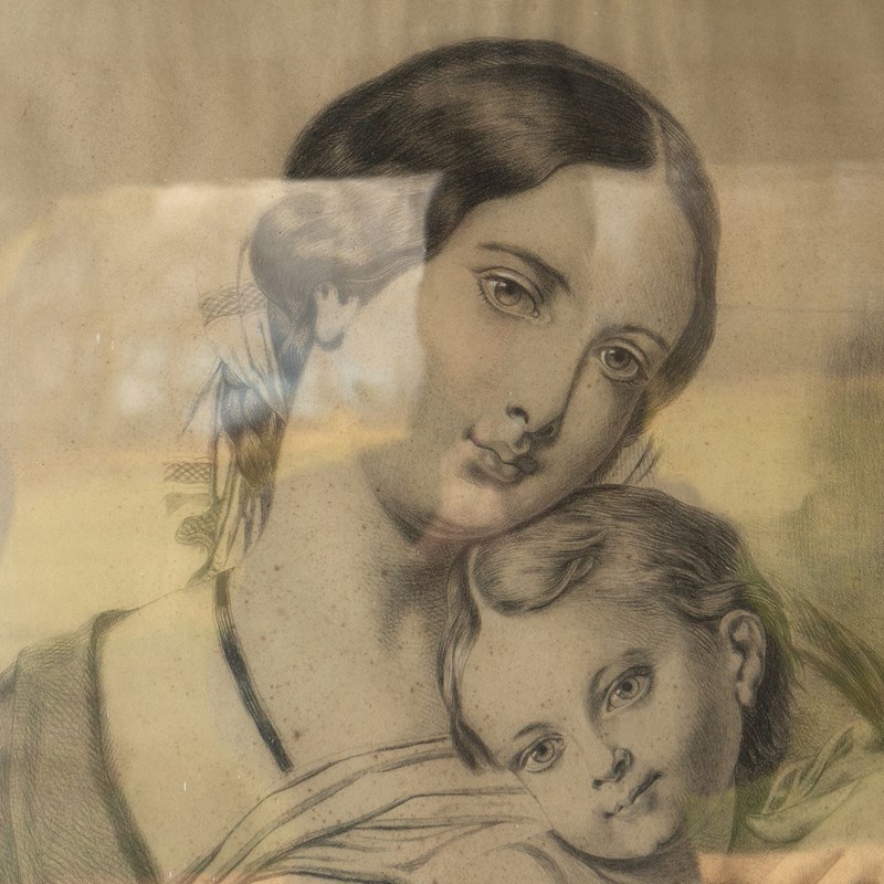 Antique French Original Portrait Drawing Of A Mother And Child, 19Th Century-rag-and-bone-1-dsc04951-main-638076406809962458.jpeg