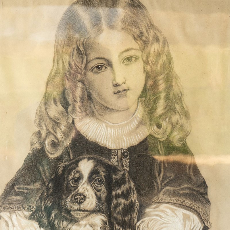 Antique French Portrait Drawing Of Girl & Spaniel-rag-and-bone-2-dsc04932-main-638076414615960781.jpeg