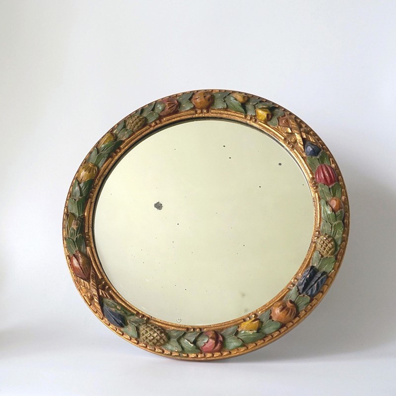 Antique Italian Carved Polychrome And Gilt Framed Circular Mirror, C.1900-rag-and-bone-3-dsc07801-main-637826110334424289.jpeg