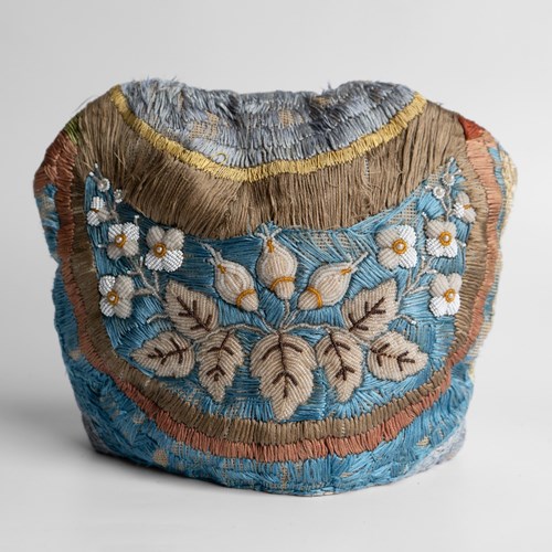 Antique Victorian Quilted Glass Bead And Silk Embroidered Tea Cosy, 19Th Century