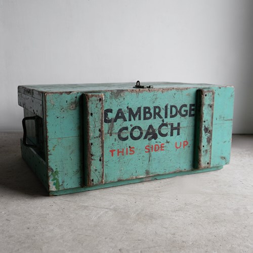 Vintage Cambridge University Rowing Team Ice Box Drinks Cooler Crate, Early 20Th