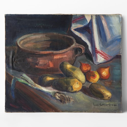 Vintage French Original Still Life Oil Painting, 'Nature Morte D'hiver' 1950S