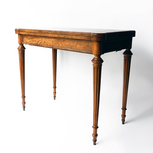 Fine Antique Burr Walnut Card Table Attributed To Gillows, 19Th Century