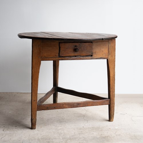 Antique Pine Cricket Table With Integral Drawer, 19Th Century