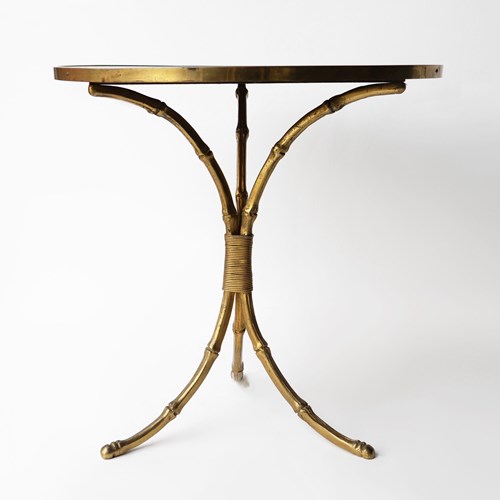 Vintage French Faux Bamboo And Leather Side Table By Maison Jansen