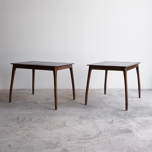 Pair Of Vintage Figured Oak Side Or End Tables, Mid 20Th Century