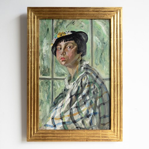 Portrait Of A Woman With A Bob, Vintage Original Oil Painting, Scottish, 1930S