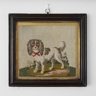 Antique Victorian Folk Art Needlepo...