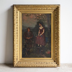 Antique Folk Art Portrait Depicting...