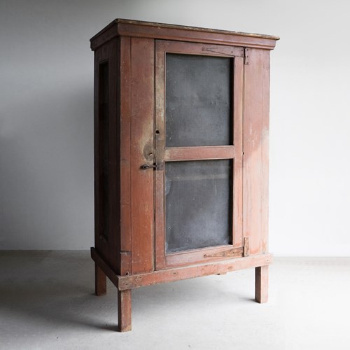 Antique Georgian Painted Meat Safe Cabinet - Farmhouse Kitchen Cupboard