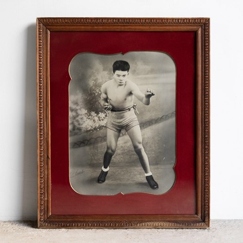 Antique French Photographic Portrait Of A Boxer, Boxing Photograph, 1920S/1930S