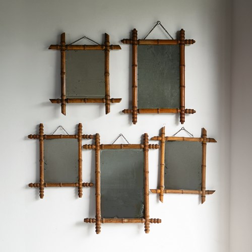 Collection Of Antique French Faux Bamboo Wall Mirrors, Early 20Th Century