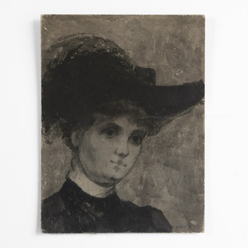 Antique Belle Epoque Portrait Painting Attributed To Charles Hermans, Belgian