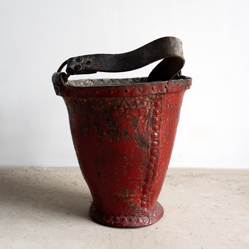 Antique George III Riveted Leather Fire Bucket, Late 18Th Century