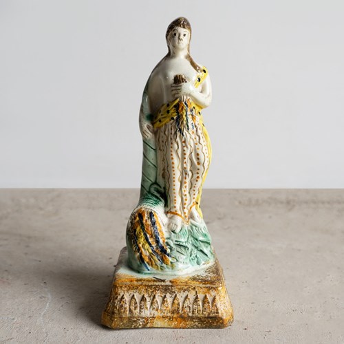 Antique Georgian Prattware Pottery Figure, Flora The Goddess Of Spring, C.1800