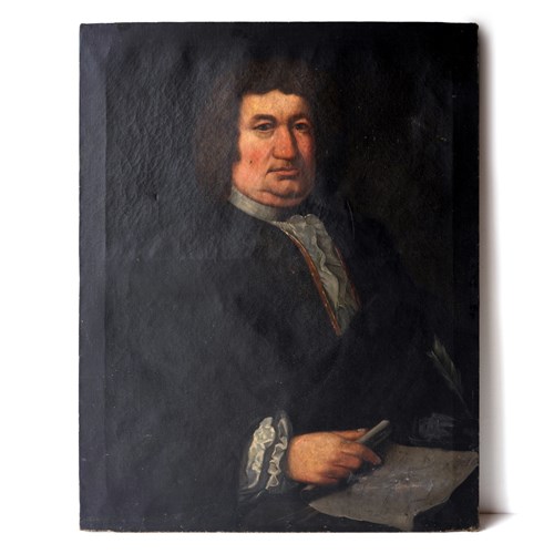 Naive School Portrait Of A Man With A Map