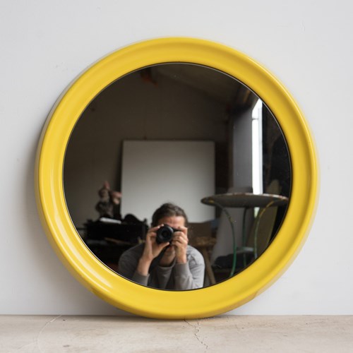 Vintage Post Modern Yellow Circular Mirror By Schönbuch, 1970S