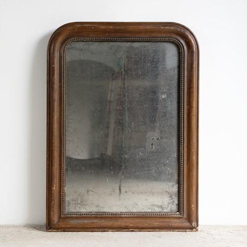 Antique French Napoleon III Arched Gilt Framed Foxed Mirror, 19Th Century