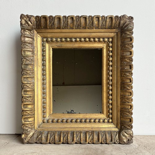 Antique Italian Baroque Carved Gilt Framed Mirror, 18Th Century